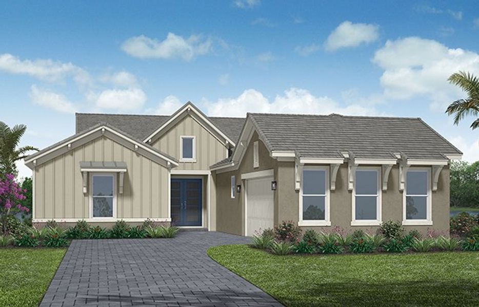 Representative exterior photo of a completed home built from the Sandhill by Minto Communities in Westlake, Loxahatchee, FL (Image 15). Representative exterior photo of a completed home built from the Sandhill by Minto Communities in Westlake, Loxahatchee, FL (Image 15).