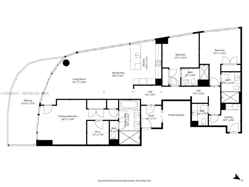 2D floor plan layout of this home in , Miami, FL (Image 5).
