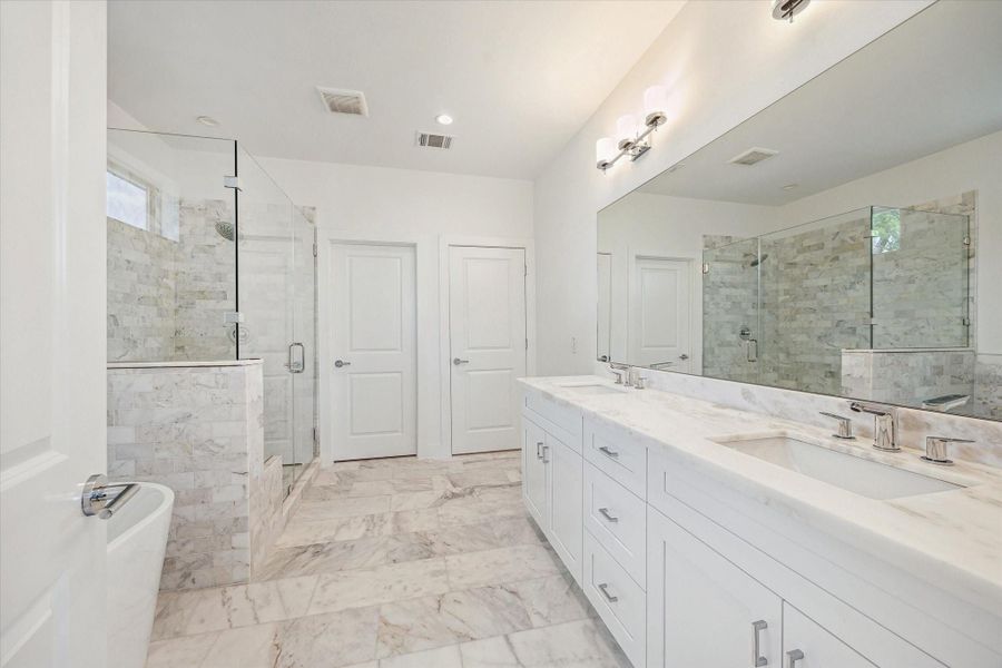 Primary Bathroom * Double Sinks * Marble Everywhere. Primary Bathroom * Double Sinks * Marble Everywhere.