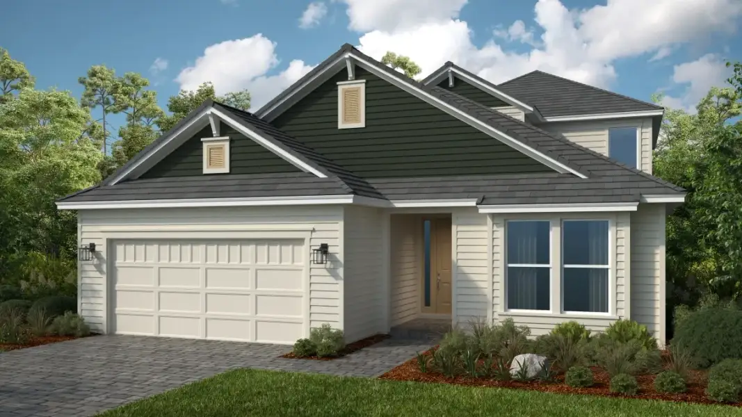 Representative exterior photo of a completed home built from the Genoa by Taylor Morrison in Esplanade at Pinewalk, St. Johns, FL (Image 17). Representative exterior photo of a completed home built from the Genoa by Taylor Morrison in Esplanade at Pinewalk, St. Johns, FL (Image 17).