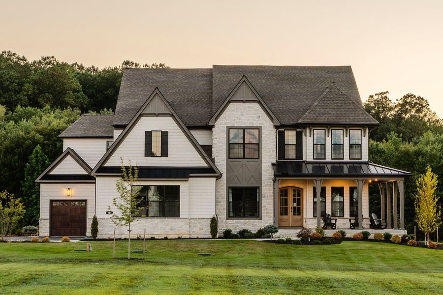 Representative exterior photo of a completed home built from the Devonshire by Keystone Custom Homes in McLean South Shore, Belmont, NC (Image 30).
