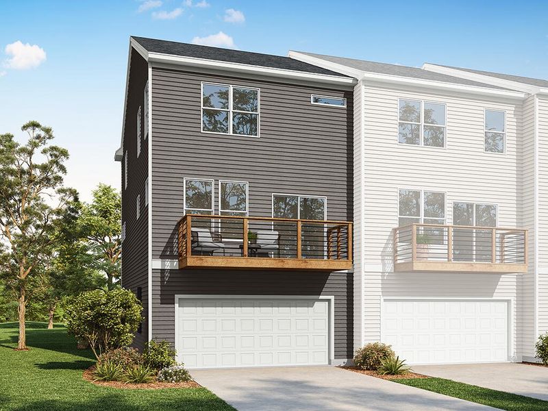 Representative exterior photo of a completed home built from the Beaumont by Eastwood Homes in 40 at White Oak Townhomes, Garner, NC (Image 6).