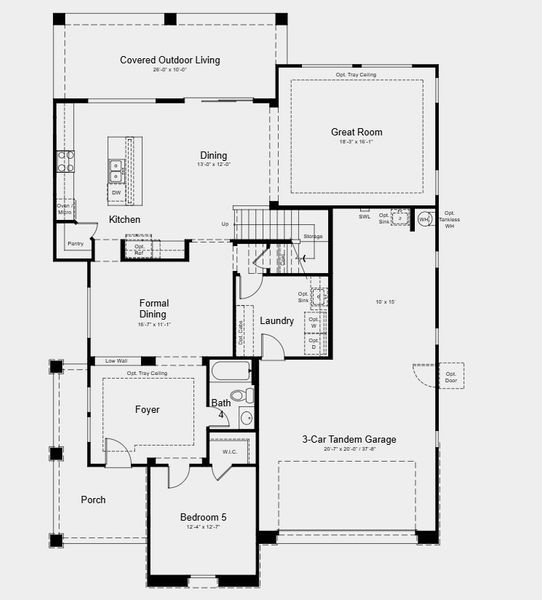 2D floor plan layout for the Venice by Taylor Morrison in Ellsworth Ranch Landmark Collection, Queen Creek, AZ (Image 3).