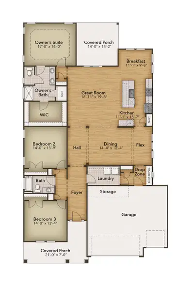 2D floor plan layout of this home in Coastal Club of the Carolinas, Calabash, NC (Image 3).