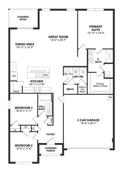2D floor plan layout for the Daffodil IV by K. Hovnanian® Homes in Aspire at Canter Creek, Davenport, FL (Image 3).