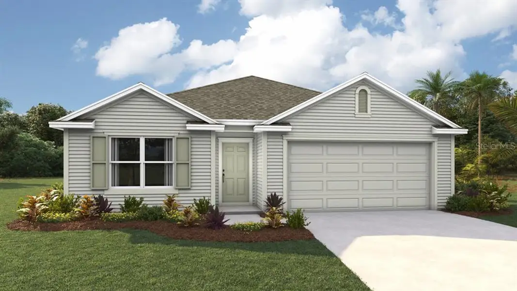Front exterior of a new home in Avalon Woods, Newberry, FL, highlighting curb appeal (Image 1). Front exterior of a new home in Avalon Woods, Newberry, FL, highlighting curb appeal (Image 1).