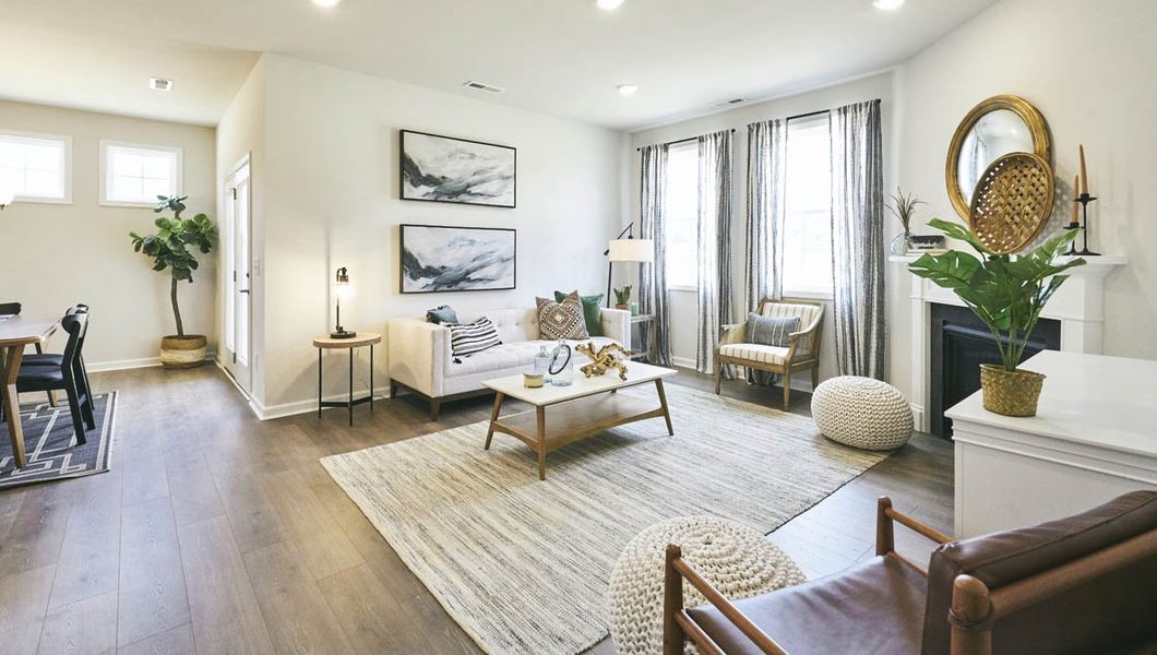 Furnished interior view inside a new home in The Villas at Kinsley, Jamestown (Image 7). Furnished interior view inside a new home in The Villas at Kinsley, Jamestown (Image 7).