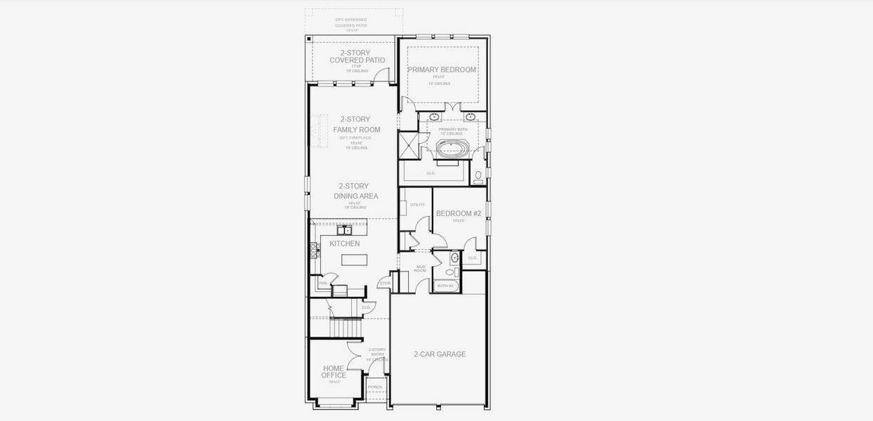 2D floor plan layout for the 2593W by Perry Homes in Briggs Ranch 45', San Antonio, TX (Image 4). 2D floor plan layout for the 2593W by Perry Homes in Briggs Ranch 45', San Antonio, TX (Image 4).
