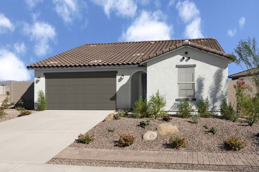 Representative exterior photo of a completed home built from the 1513 Modeled by KB Home in Skyline Village Enclaves, San Tan Valley, AZ (Image 13).