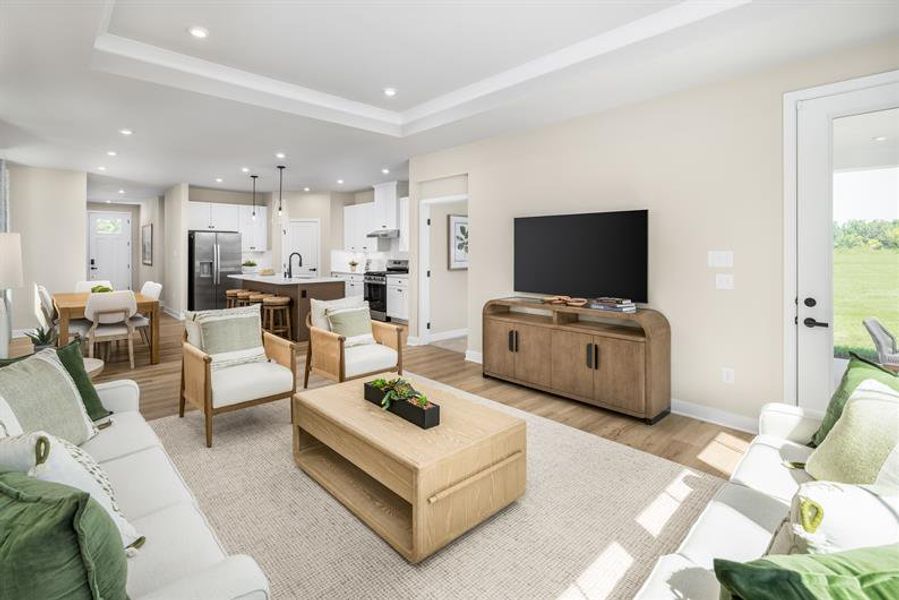 Representative furnished interior of a home built from the Geneva with 3 Car Garage by Ryan Homes in Middle Creek Village, Bolivia (Image 32).