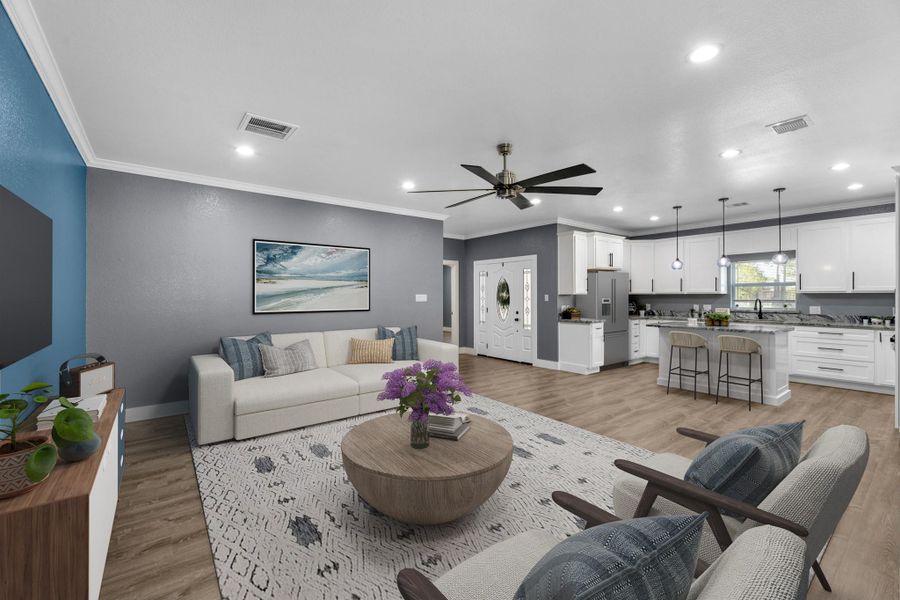 This is how it would look with furniture. A wonderful space to relax. *virtually  staged*