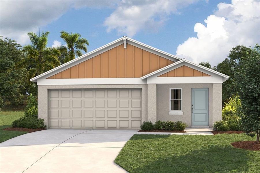 Front exterior of a new home in Crosswinds, Haines City, FL, highlighting curb appeal (Image 1).