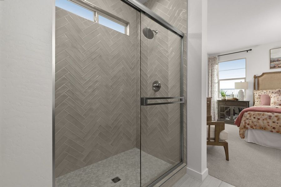 Walk-in shower at primary bath