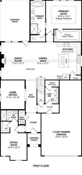 The Tuscaloosa floor plan by K. Hovnanian Homes. 1st floor shown. *Prices, plans, dimensions, features, specifications, materials, and availability of homes or communities are subject to change without notice or obligation.