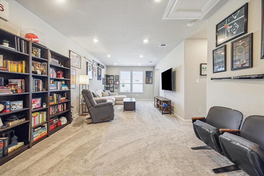 Expansive upstairs gameroom