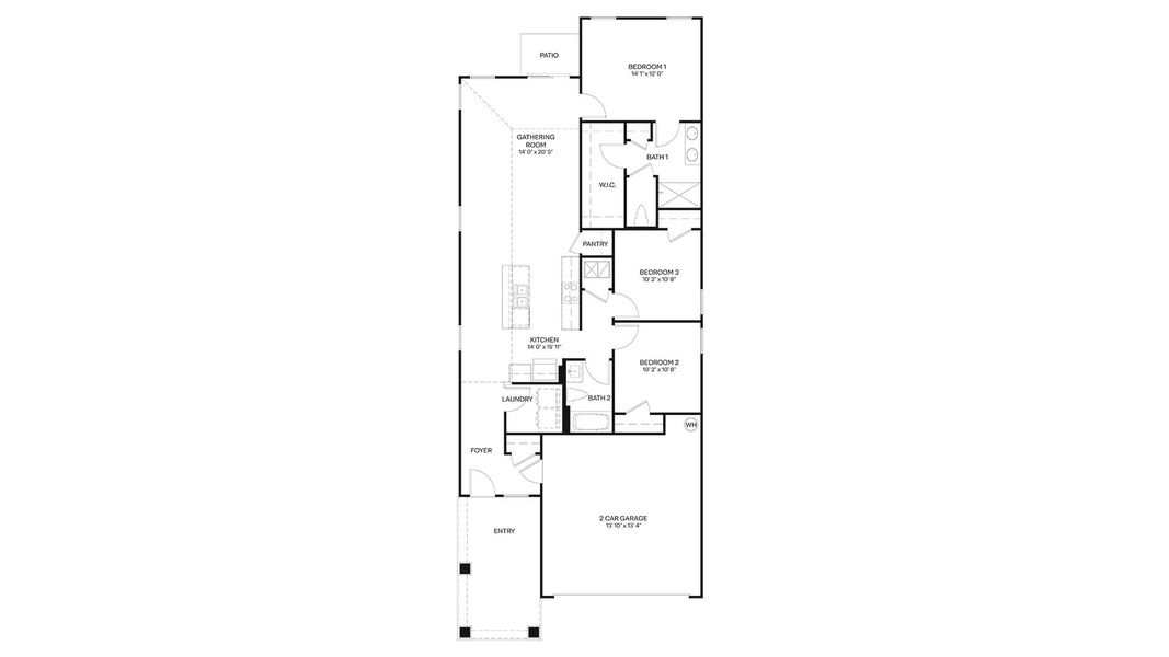 2D floor plan layout for the Adele+ by D.R. Horton in Liberty Cove, Yulee, FL (Image 3).