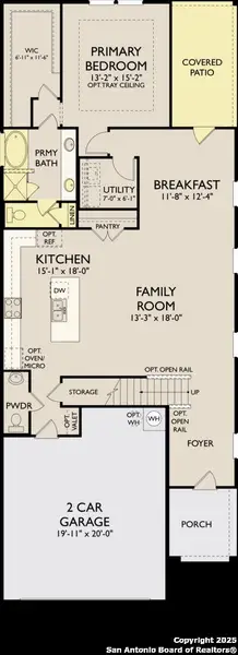 2D floor plan layout of this home in Meadows at Hennersby Hollow 40's, San Antonio, TX (Image 6).