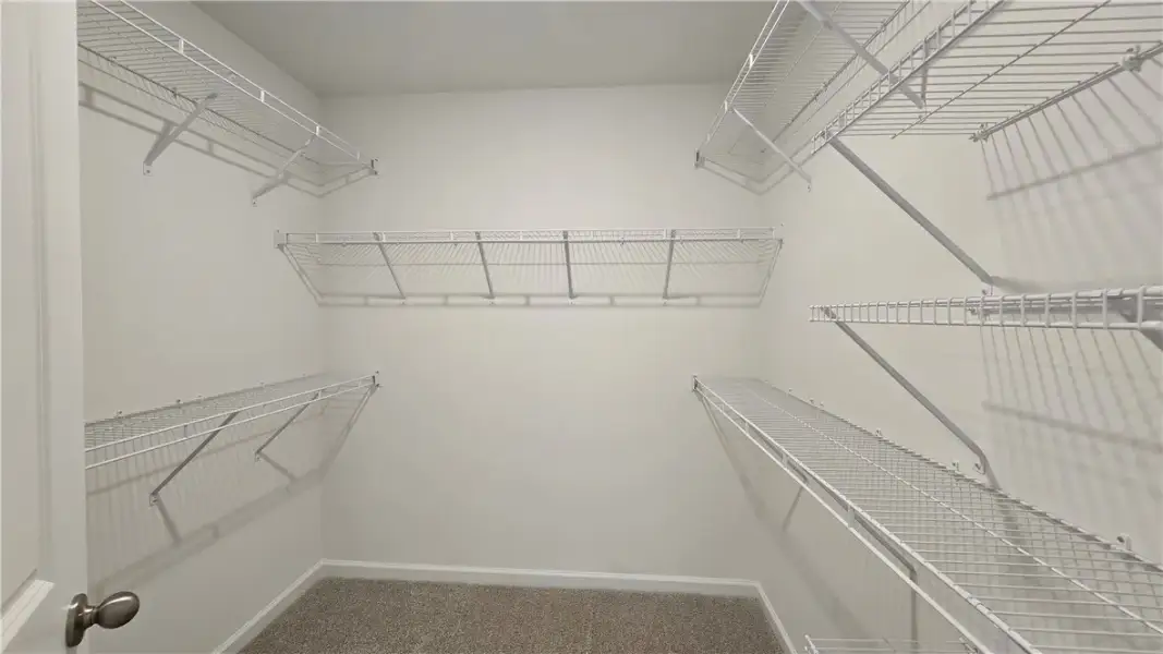 Ample wire shelving maximizes storage options insi