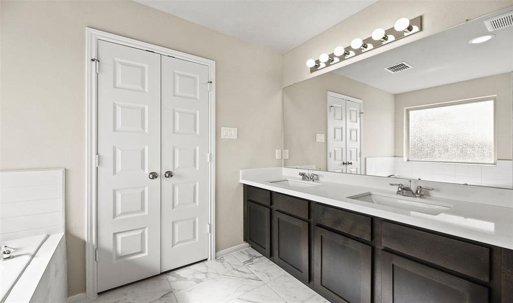 Double sinks in owner's bath