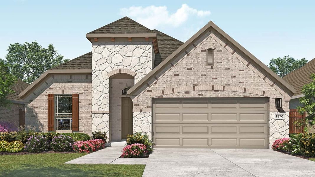Representative exterior photo of a completed home built from the Palm by DRB Homes in Sunfield, Buda, TX (Image 4).