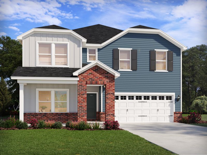 Front exterior of a new home in Marshburn Landing - Signature Series, Wendell, NC, highlighting curb appeal (Image 1). Front exterior of a new home in Marshburn Landing - Signature Series, Wendell, NC, highlighting curb appeal (Image 1).