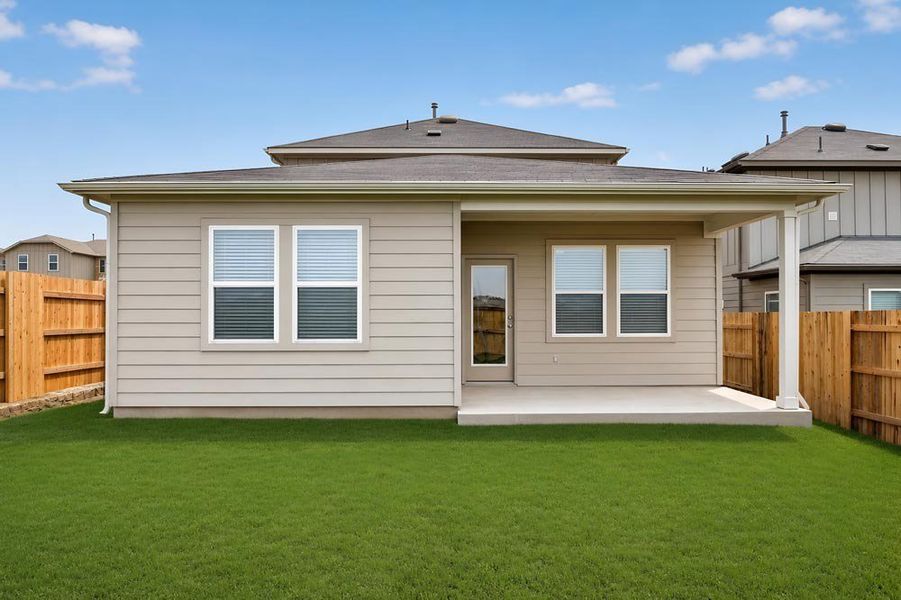 Exterior details and patio area of a home in Sunfield, Buda (Image 27).