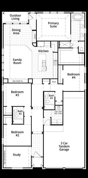 2D floor plan layout for the 505 by Highland Homes in Star Trail: 55ft. lots, Prosper, TX (Image 4).