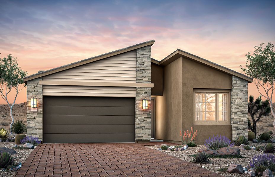 Representative exterior photo of a completed home built from the Verbena by Pulte Homes in Regent Hills - Meadow Series, Buckeye, AZ (Image 2). Representative exterior photo of a completed home built from the Verbena by Pulte Homes in Regent Hills - Meadow Series, Buckeye, AZ (Image 2).