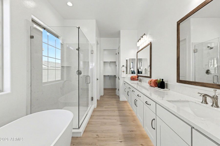 Lot 32 luxury tub and frameless shower