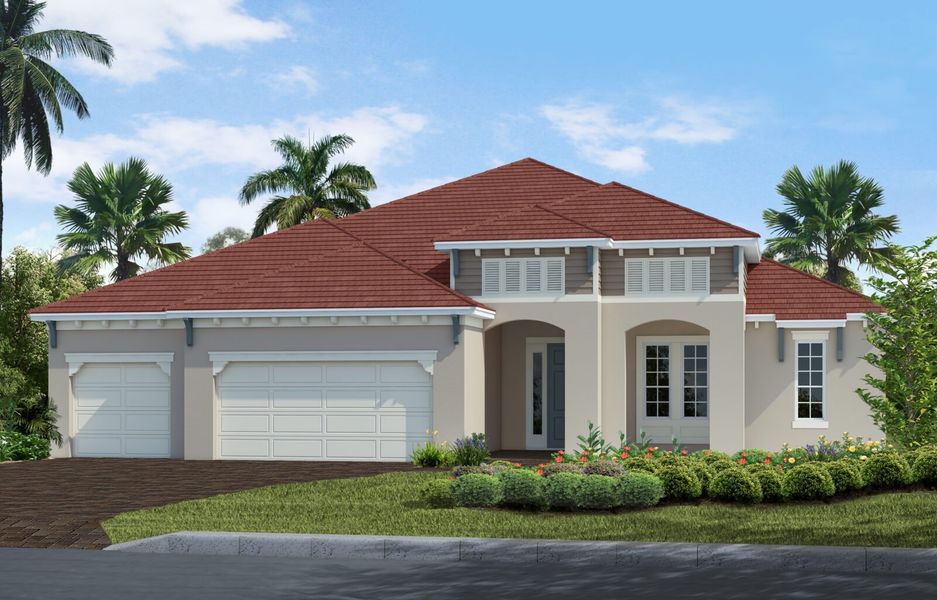 Representative exterior photo of a completed home built from the Kiawah 2 by Neal Communities in Boca Royale Golf & Country Club at Wellen Park, Englewood, FL (Image 2).
