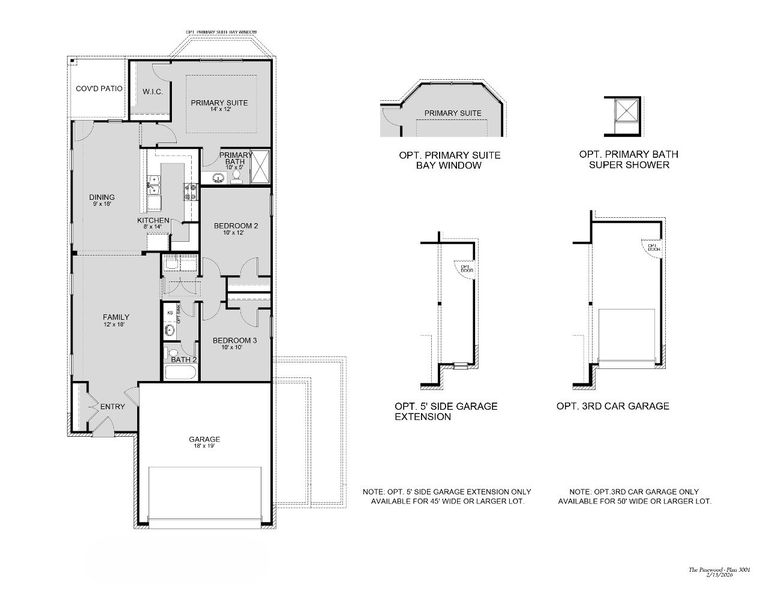 2D floor plan layout for the The Pinewood by Legend Homes in Townsend Reserve, Splendora, TX (Image 3).