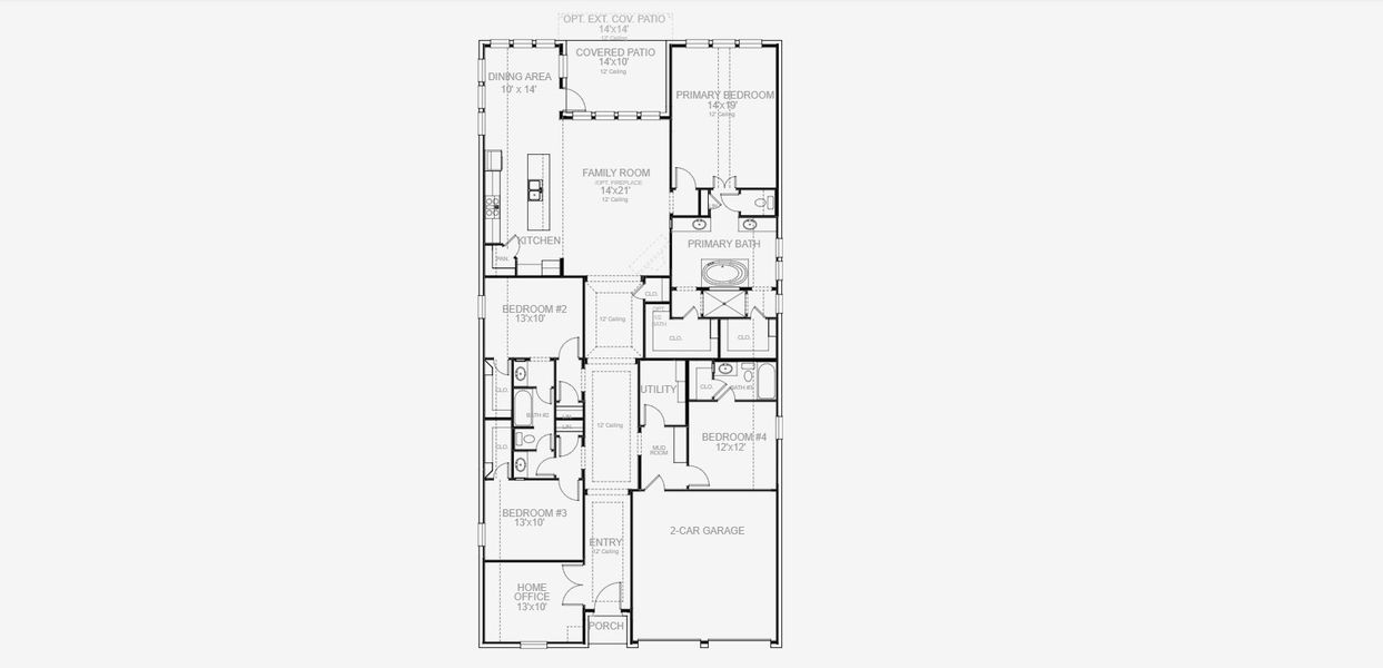 2D floor plan layout for the 2574W by Perry Homes in Briggs Ranch 50', San Antonio, TX (Image 5). 2D floor plan layout for the 2574W by Perry Homes in Briggs Ranch 50', San Antonio, TX (Image 5).