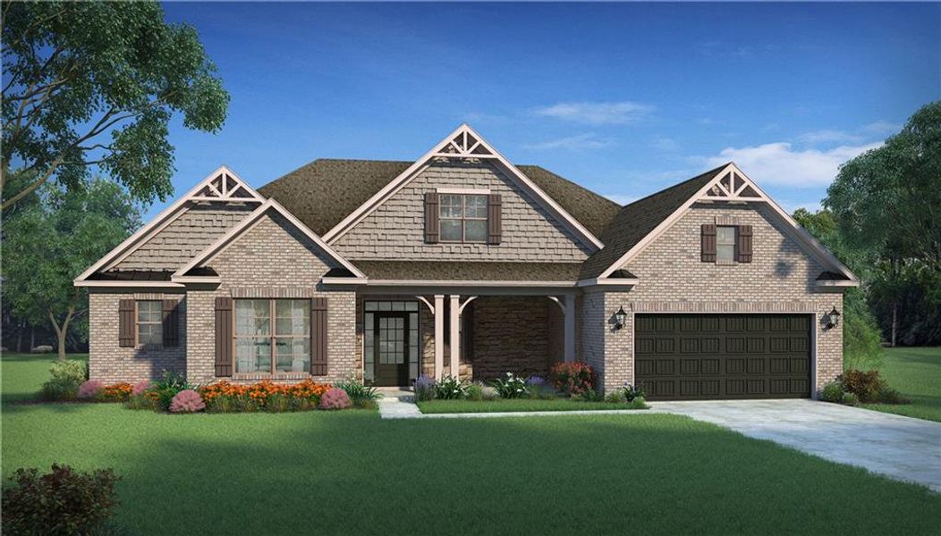 Front exterior of a new home in Bradley Gin, Monroe, GA, highlighting curb appeal (Image 1).