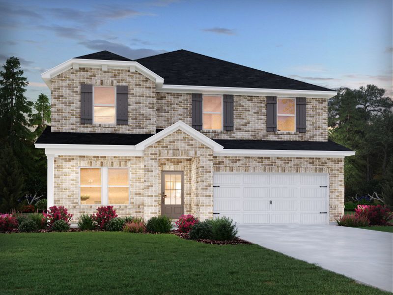 Representative exterior photo of a completed home built from the Chatham by Meritage Homes in Harmony Manor, Fairburn, GA (Image 1).