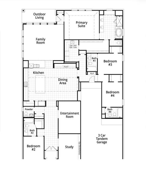 2D floor plan layout for the 218 Plan by Highland Homes in Briggs Ranch, San Antonio, TX (Image 5). 2D floor plan layout for the 218 Plan by Highland Homes in Briggs Ranch, San Antonio, TX (Image 5).