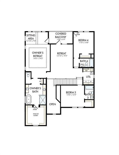 2D floor plan layout of this home in Havencroft, Woodstock, GA (Image 2).