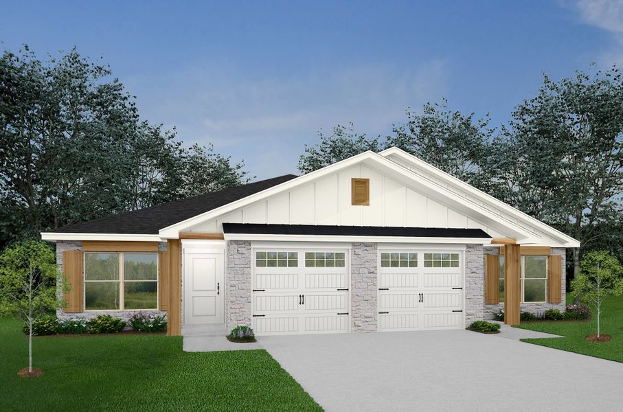 Representative exterior photo of a completed home built from the Nolan by Flintrock Builder in The Preserve at Thousand Oaks, Killeen, TX (Image 6).