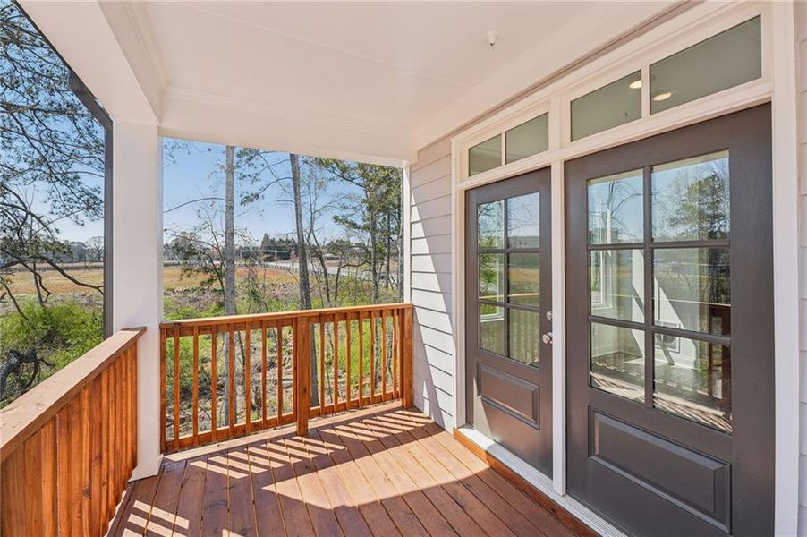 Exterior details and patio area of a home in Market Square at Sawnee Village, Cumming (Image 23).