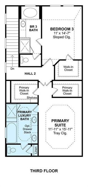 The Radcliffe II floor plan by K. Hovnanian Homes. 3rd floor shown. * Prices, plans, dimensions, features, specifications, materials, and availability or homes or communities are subject to change without notice or obligation.