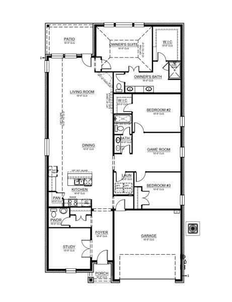 2D floor plan layout for the Finley by Cambridge Homes in Ribbonwood, Aubrey, TX (Image 4).