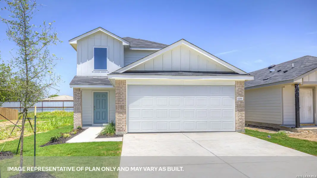 Front exterior of a new home in Spring Valley, New Braunfels, TX, highlighting curb appeal (Image 1). Front exterior of a new home in Spring Valley, New Braunfels, TX, highlighting curb appeal (Image 1).