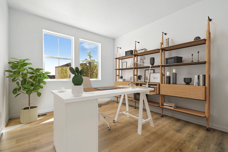 Representative furnished interior of a home built from the Palisade by Taylor Morrison in Trailstone City Collection, Arvada (Image 8).