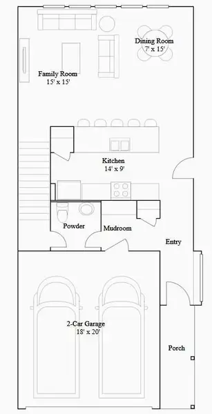 2D floor plan layout of this home in Bridgeland: Urban Villas, Cypress, TX (Image 15). 2D floor plan layout of this home in Bridgeland: Urban Villas, Cypress, TX (Image 15).