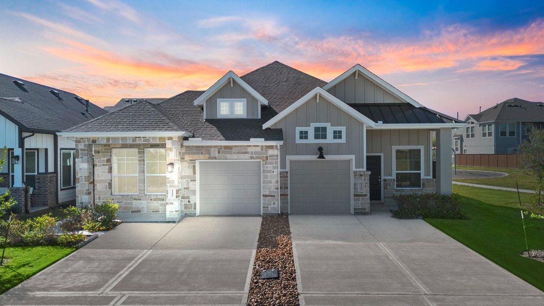 Exterior details and patio area of a home in Meridiana, Iowa Colony (Image 15).