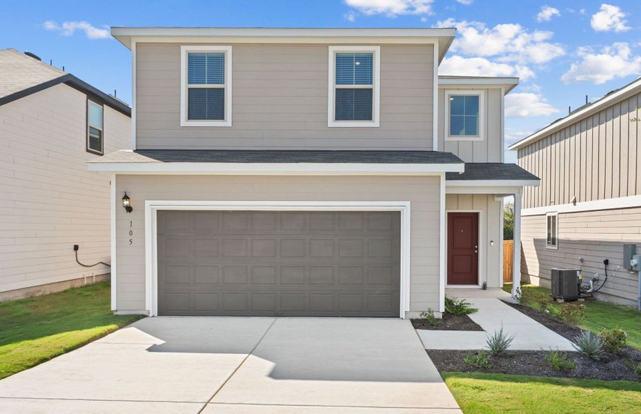 Front exterior of a new home in Sonterra, Jarrell, TX, highlighting curb appeal (Image 20).