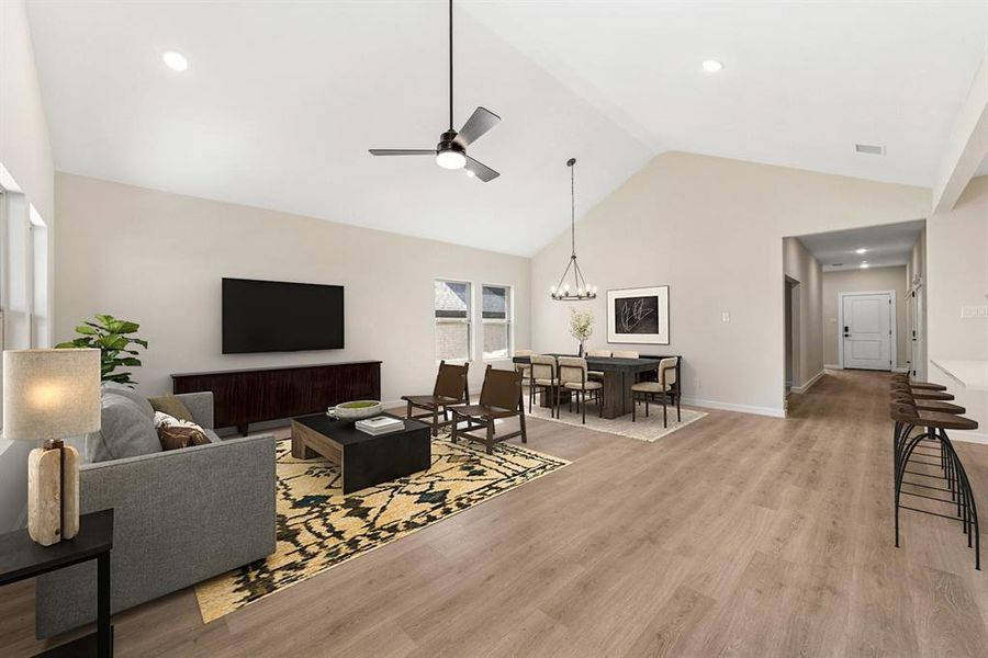 Furnished interior view inside a new home in Aspire at Noble Ridge, Howe (Image 12). Furnished interior view inside a new home in Aspire at Noble Ridge, Howe (Image 12).