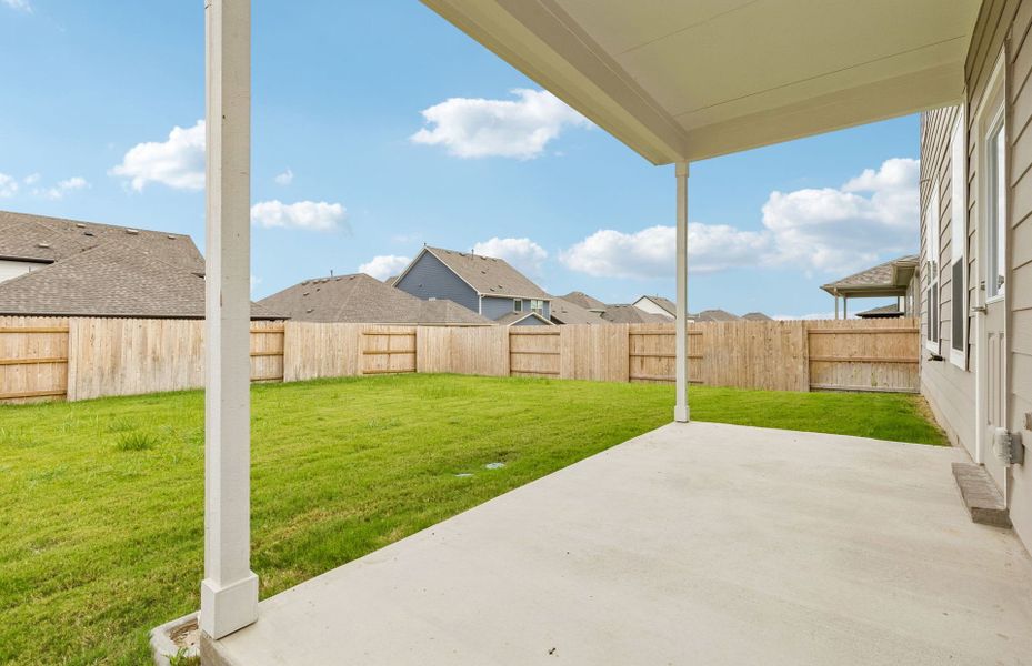 Exterior details and patio area of a home in Patterson Ranch, Georgetown (Image 19). Exterior details and patio area of a home in Patterson Ranch, Georgetown (Image 19).