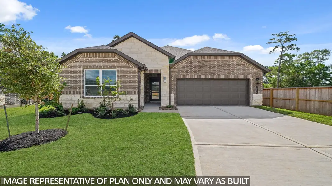 Representative exterior photo of a completed home built from the Garnet by D.R. Horton in Mill Creek Estates, Magnolia, TX (Image 1). Representative exterior photo of a completed home built from the Garnet by D.R. Horton in Mill Creek Estates, Magnolia, TX (Image 1).