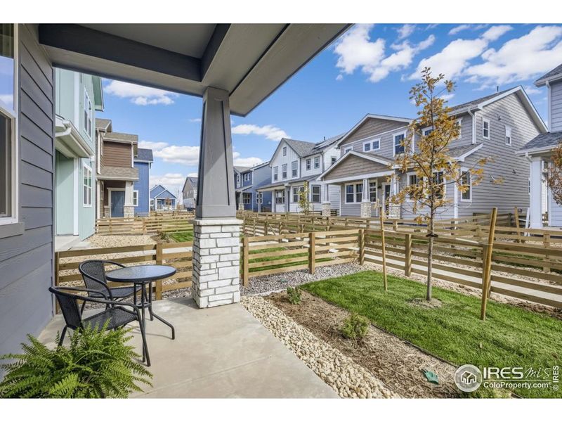 Exterior details and patio area of a home in Waterfield - Single Family Homes, Fort Collins (Image 4).