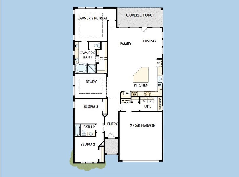 2D floor plan layout for the The Tulip by David Weekley Homes in Goodland – Classic Series, Grand Prairie, TX (Image 3). 2D floor plan layout for the The Tulip by David Weekley Homes in Goodland – Classic Series, Grand Prairie, TX (Image 3).